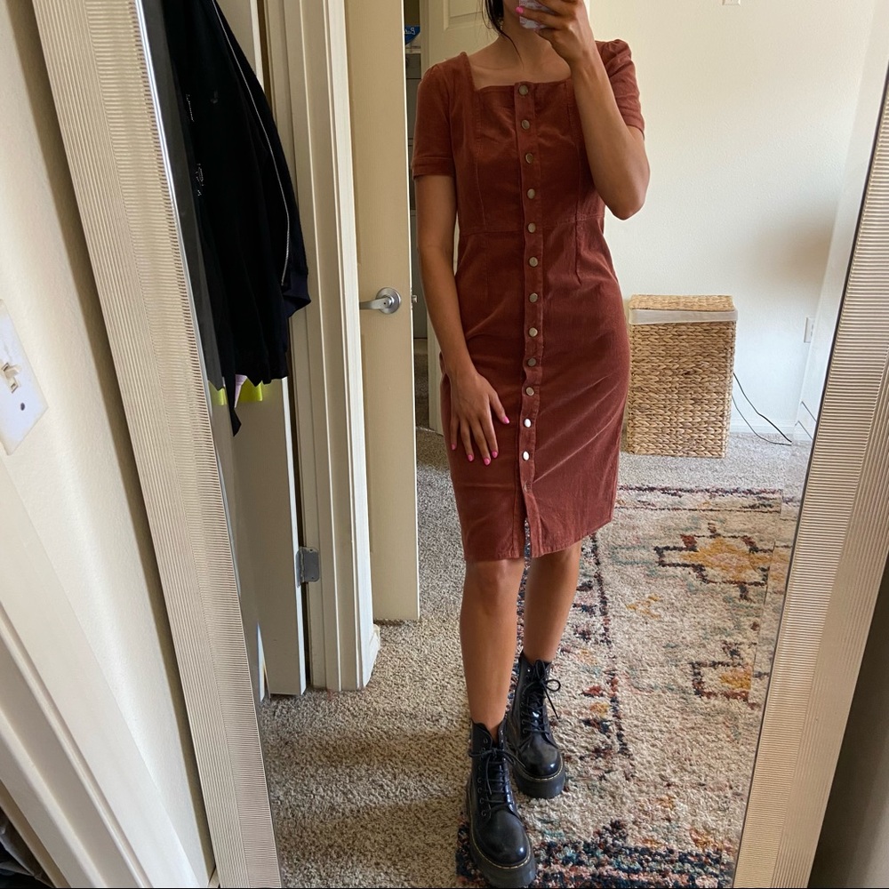 SOLD NWOT Bohme rust corduroy dress - Picture 2 of 7